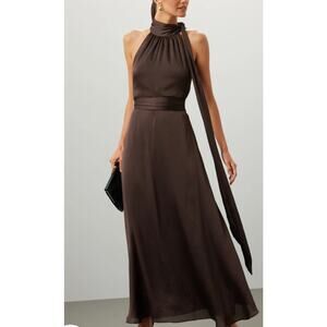 Sachin & Babi Women's Kayla Halter Maxi Dress Brown Size 8 Formal Gown